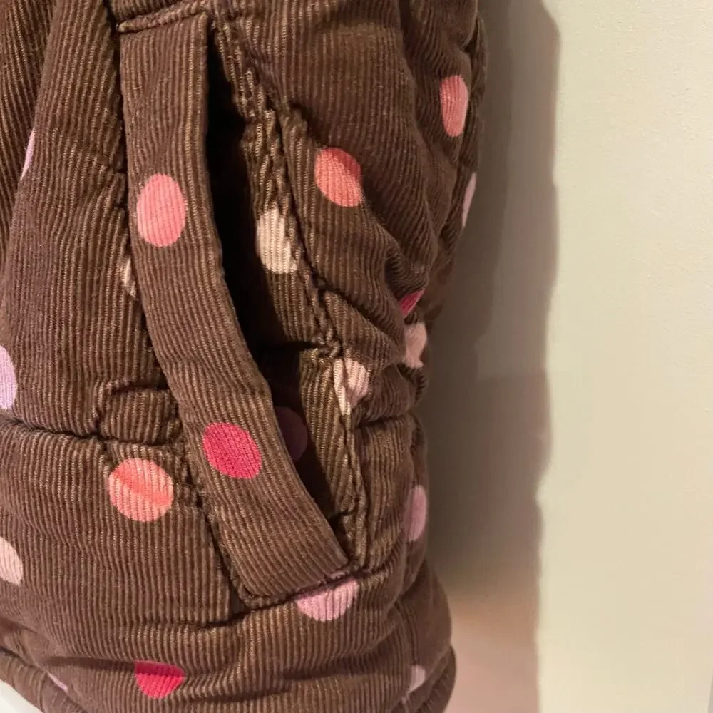Carter's Girl's Brown Corduroy Vest With Pink Polka Dots Sz 4T